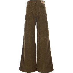Cindy Brown pants with logo patch on the back in velvet women