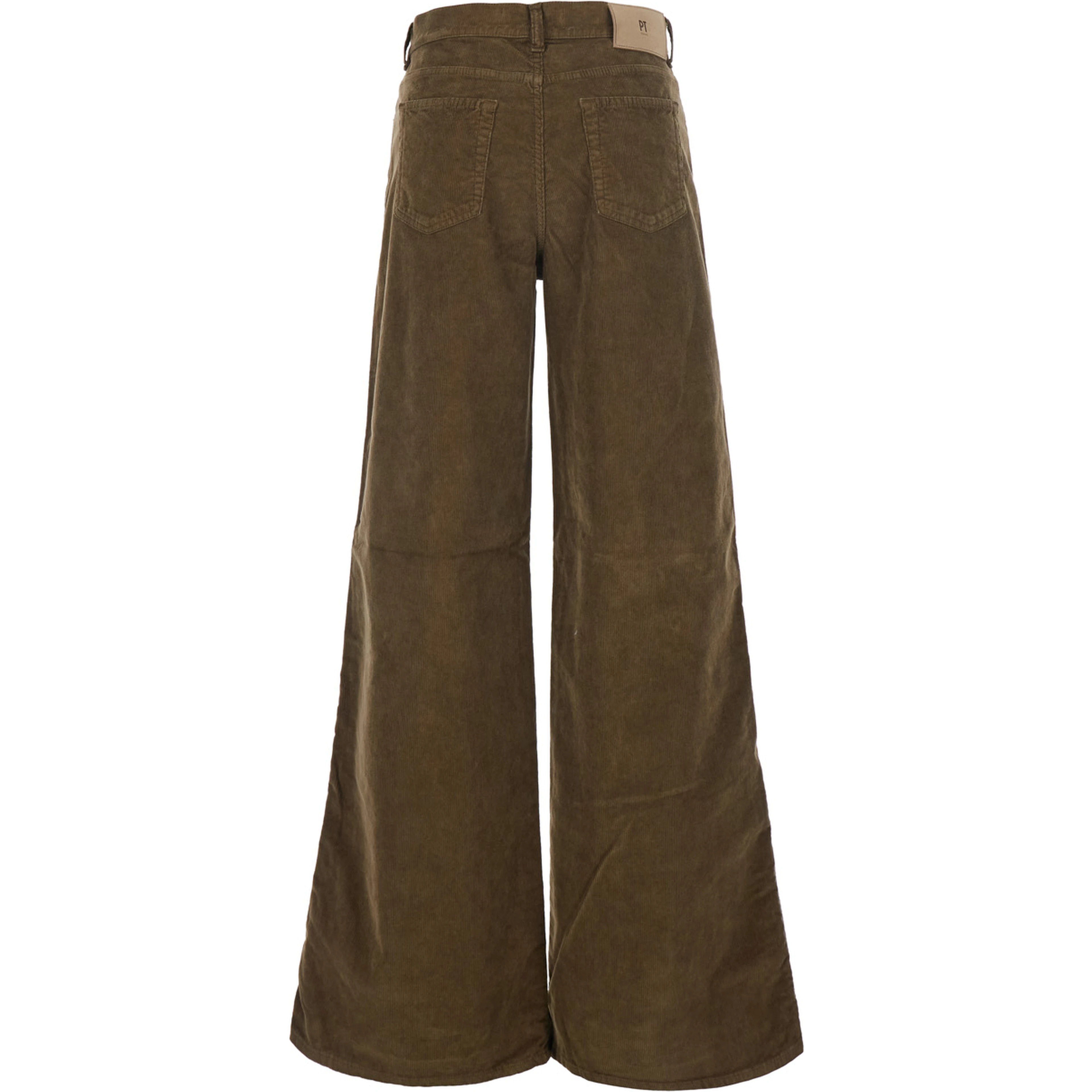 Cindy Brown pants with logo patch on the back in velvet women