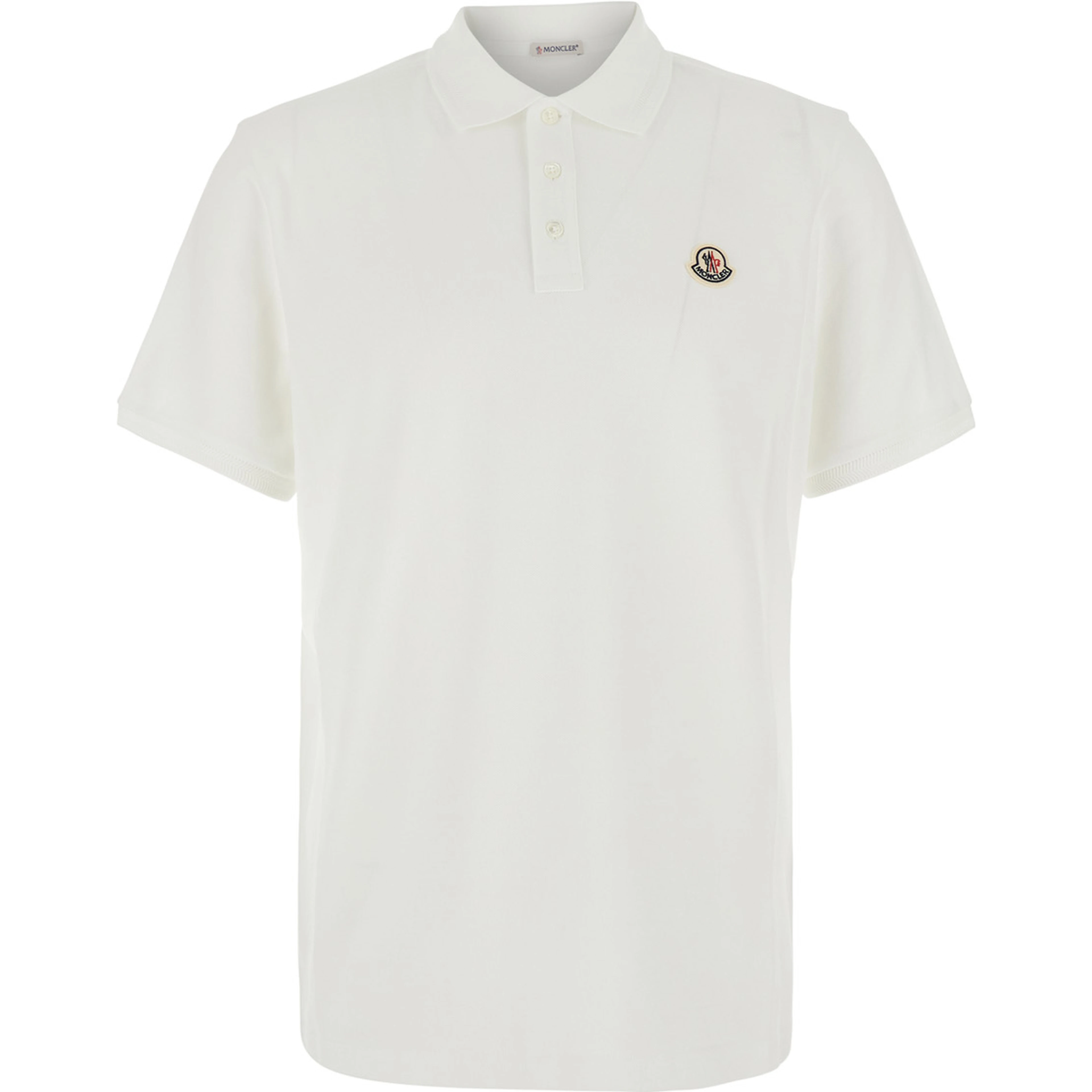 White Polo Shirt with logo patch on the front in cotton for men