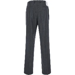 Blue Pants with Belt Loops and Front Pleats in Wool Blend for Men