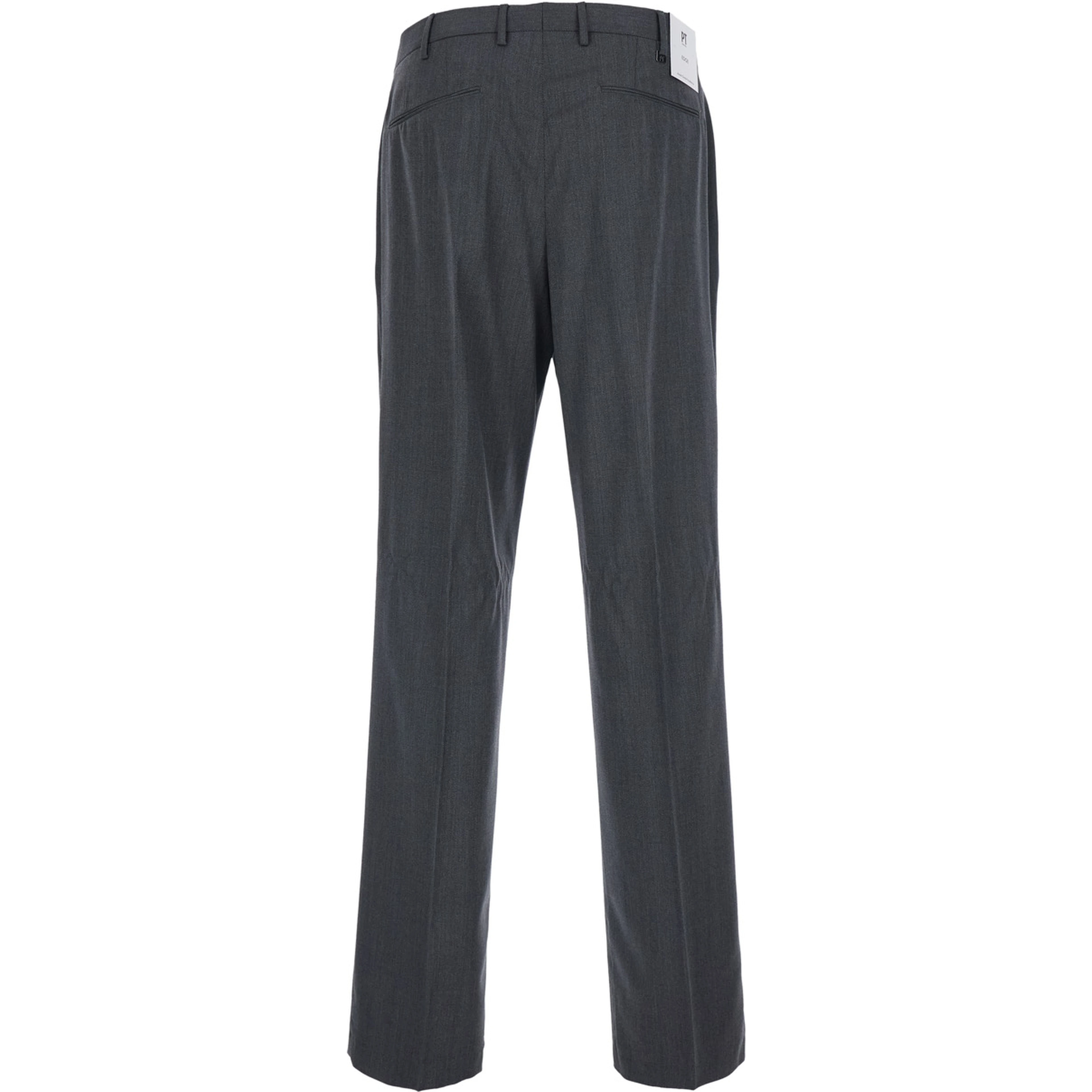 Blue Pants with Belt Loops and Front Pleats in Wool Blend for Men