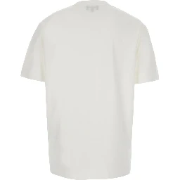white T-shirt with printed logo on the front in cotton for men