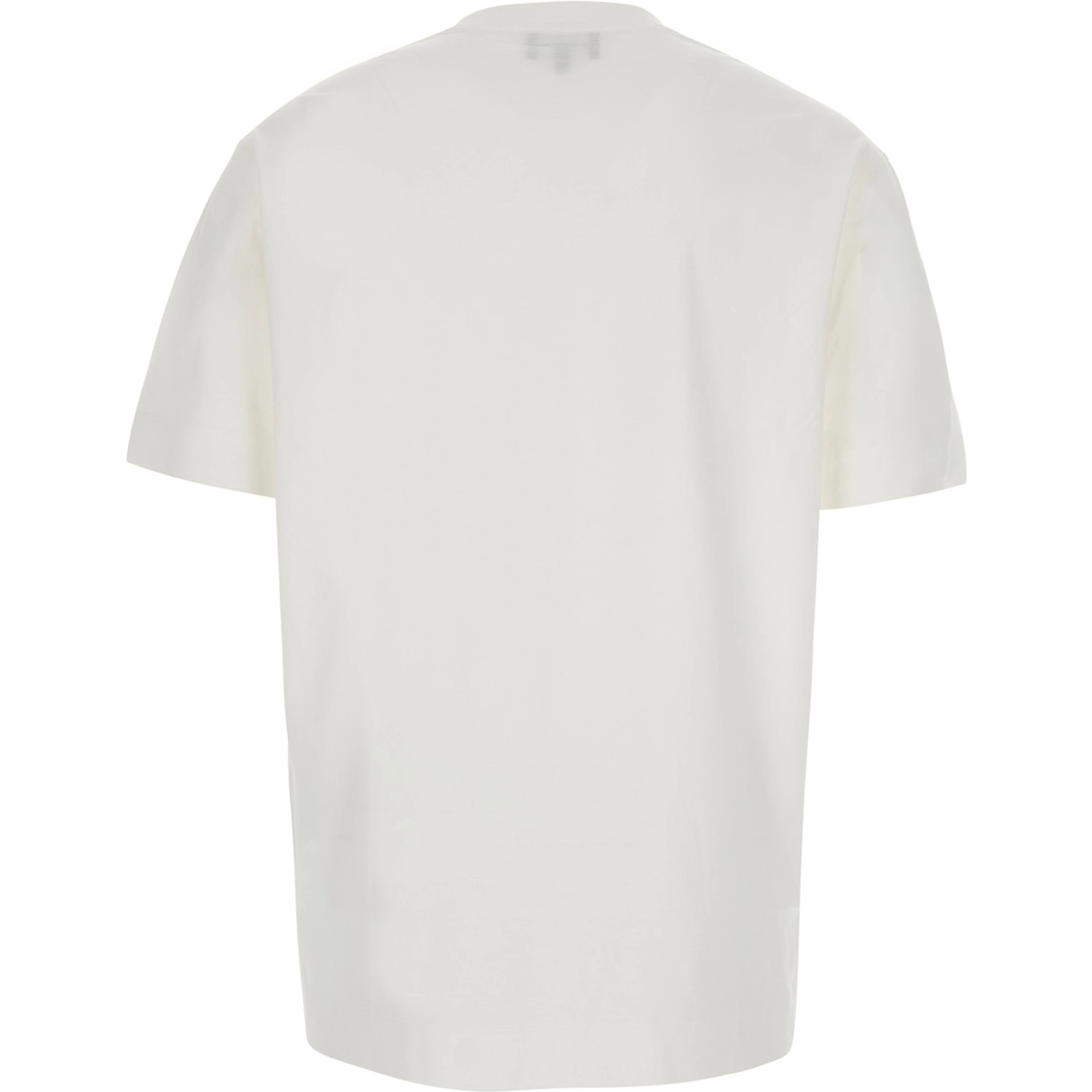 white T-shirt with printed logo on the front in cotton for men