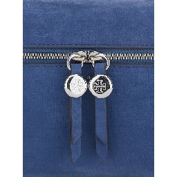 Romy Blue Crossbody bag with Adjustable and Removable Strap and Logo Lettering on the Front in Leather for Women
