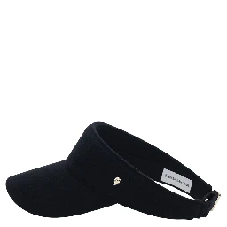Berkley Black Visor with Curved Brim and Logo Plate on the Side in Wool for Women