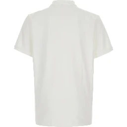 White Polo Shirt with logo patch on the front in cotton for men