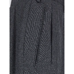 Blue Pants with Belt Loops and Front Pleats in Wool Blend for Men