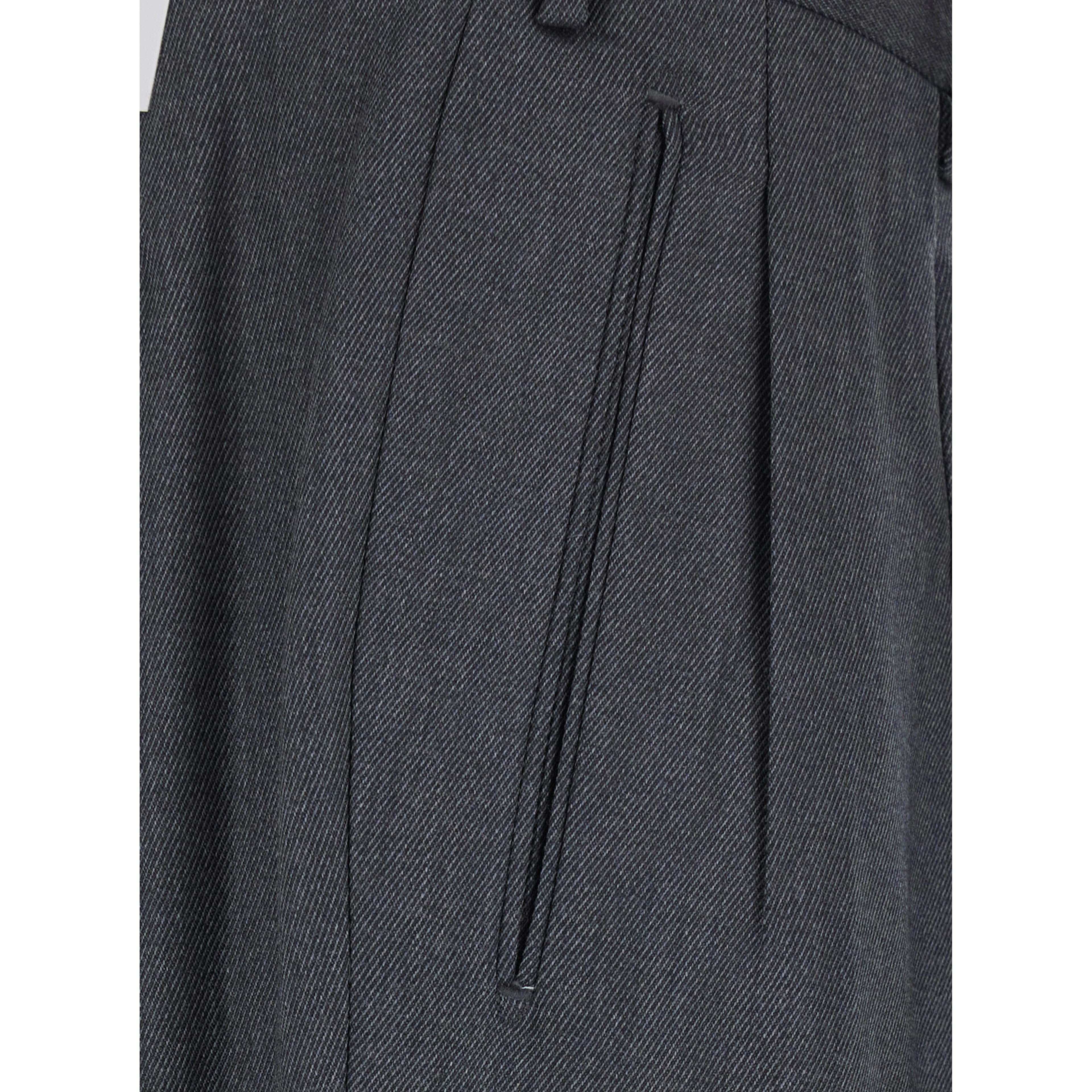 Blue Pants with Belt Loops and Front Pleats in Wool Blend for Men