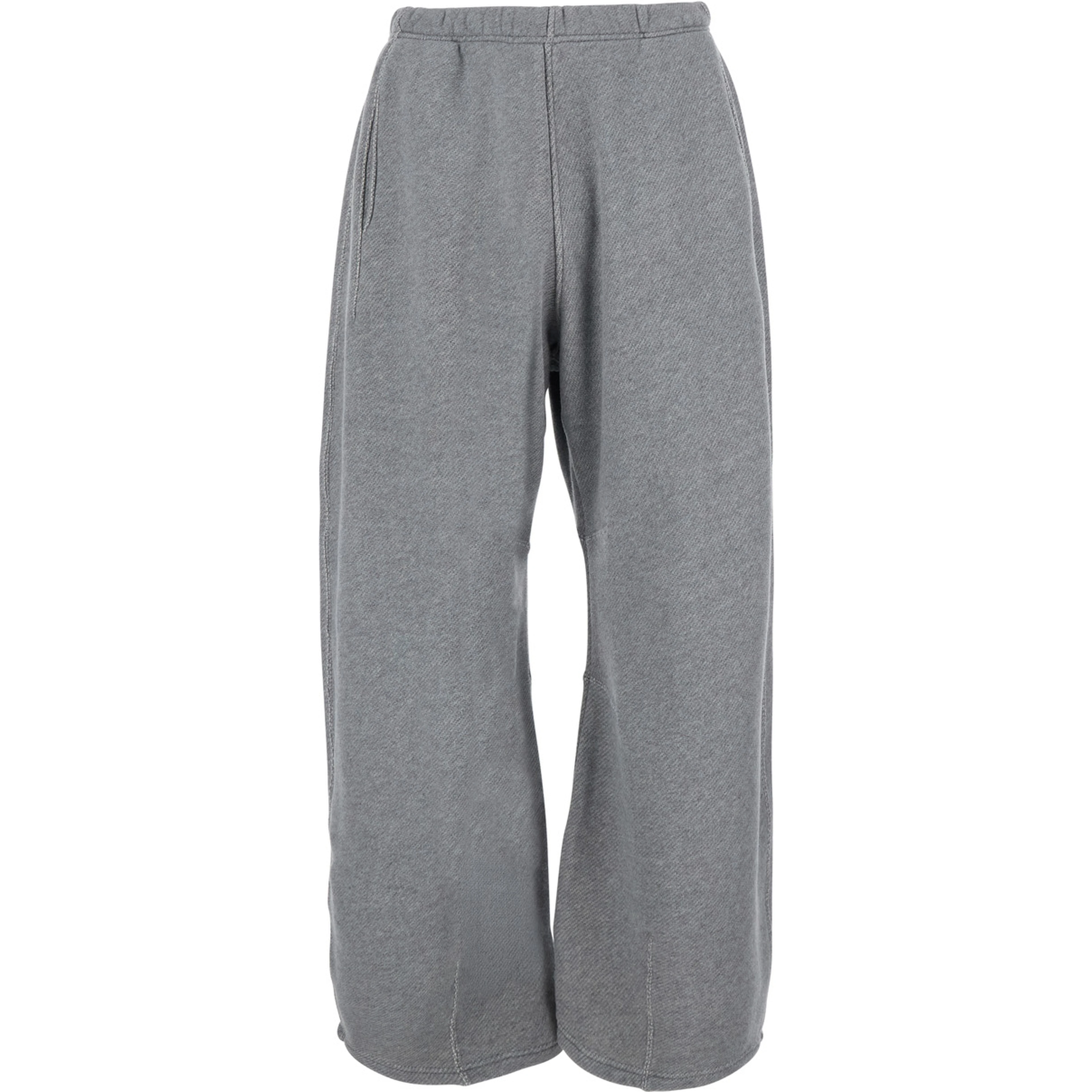 Gray Pants with elasticated waist and logo patch on the back in cotton for men