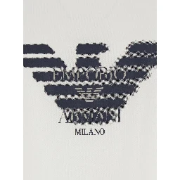 white T-shirt with printed logo on the front in cotton for men