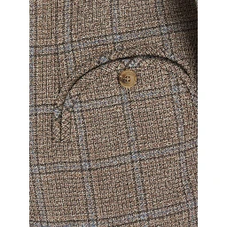 SaonaBeige Double-breasted Jacket with Peak Revers and Check Motif in Wool for Women
