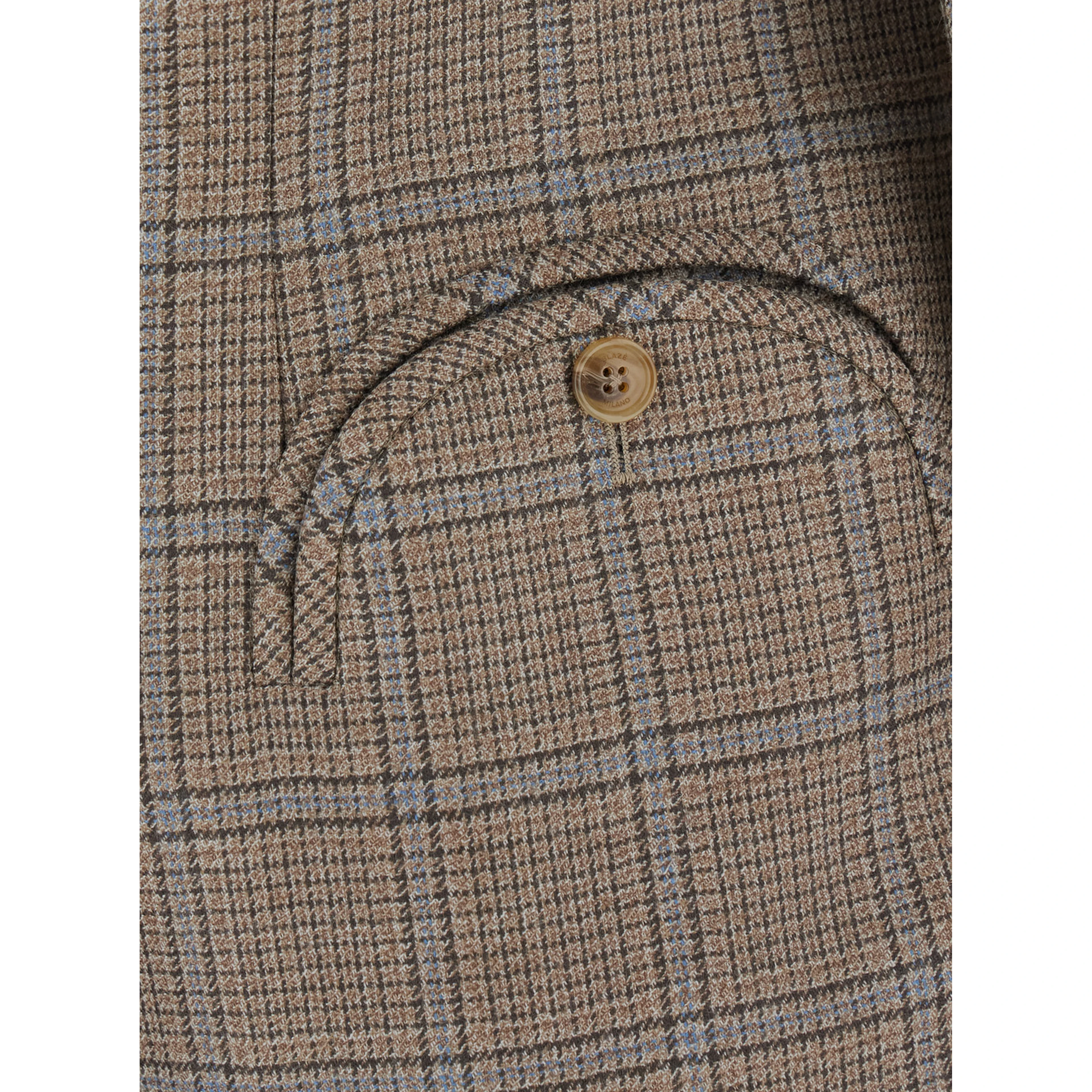SaonaBeige Double-breasted Jacket with Peak Revers and Check Motif in Wool for Women