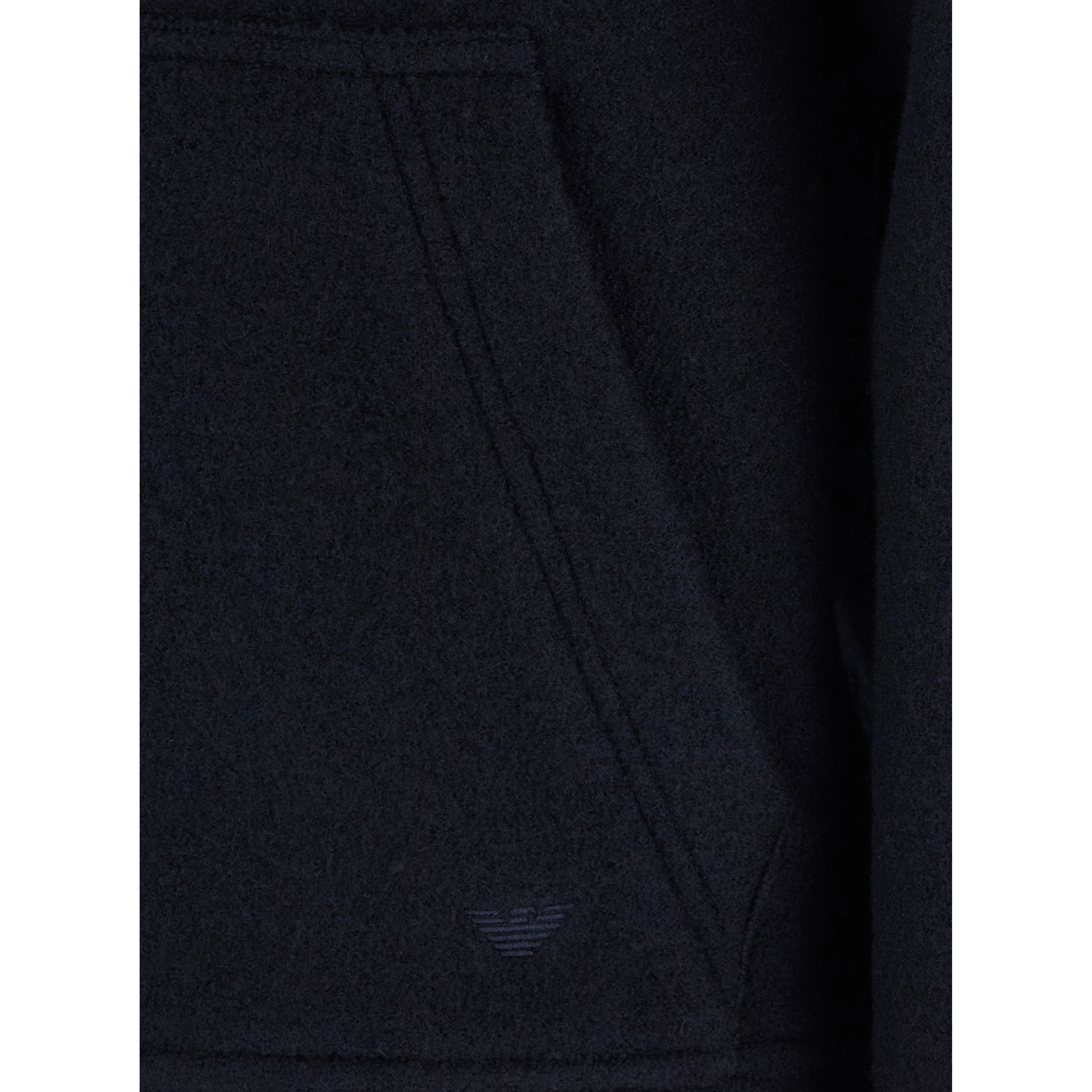Blue Jacket with fixed hood and zip on the front in wool for men