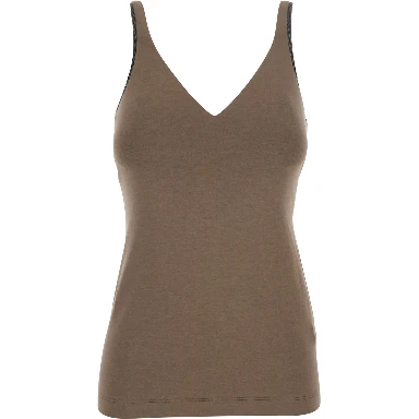 Brown Top with V-Neck and Monil Detail on the Strap in Cotton for Women