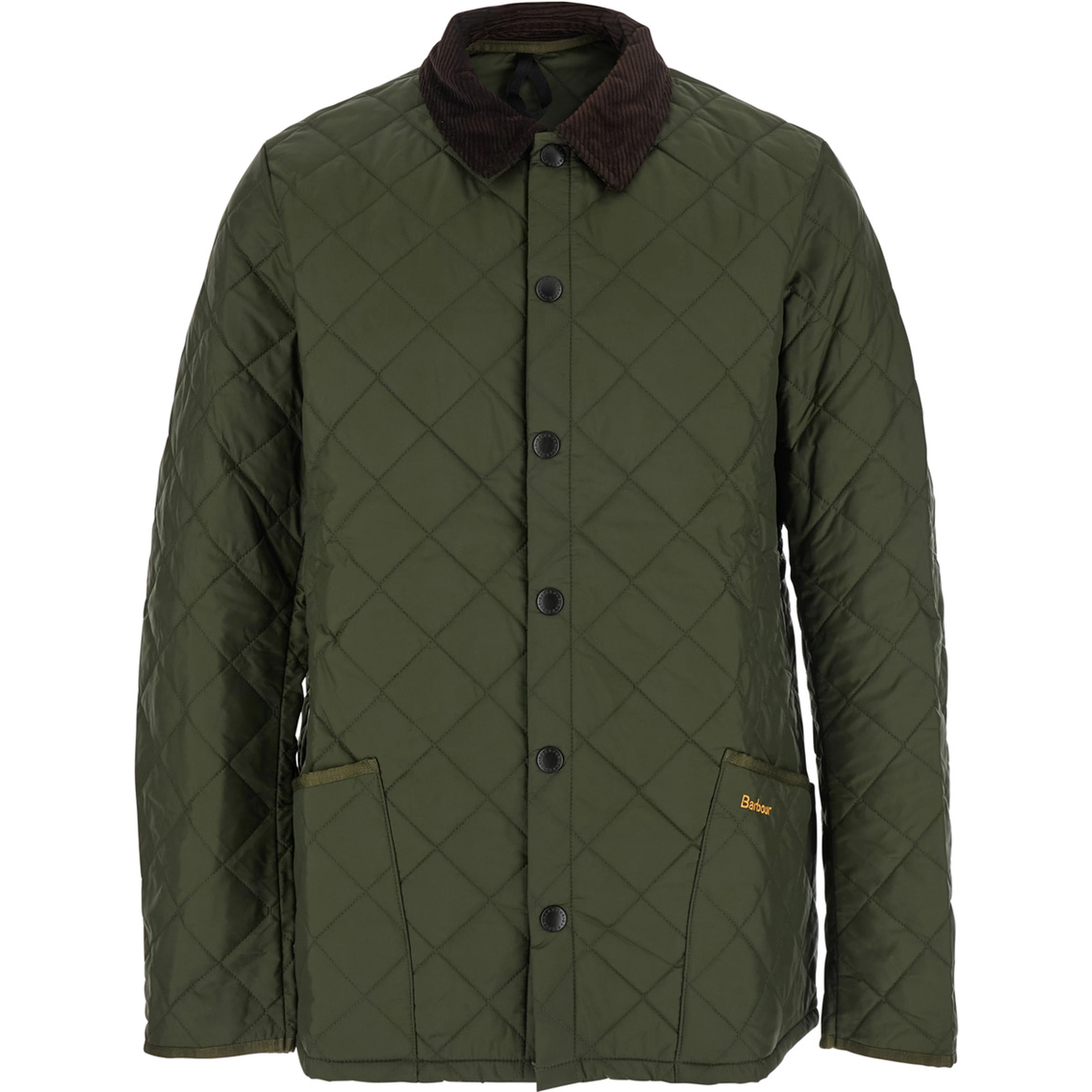 Jacket Heritage Liddesdale with Classic Ribbed Collar and Logo Lettering on the Front in Green Tech Fabric for Men