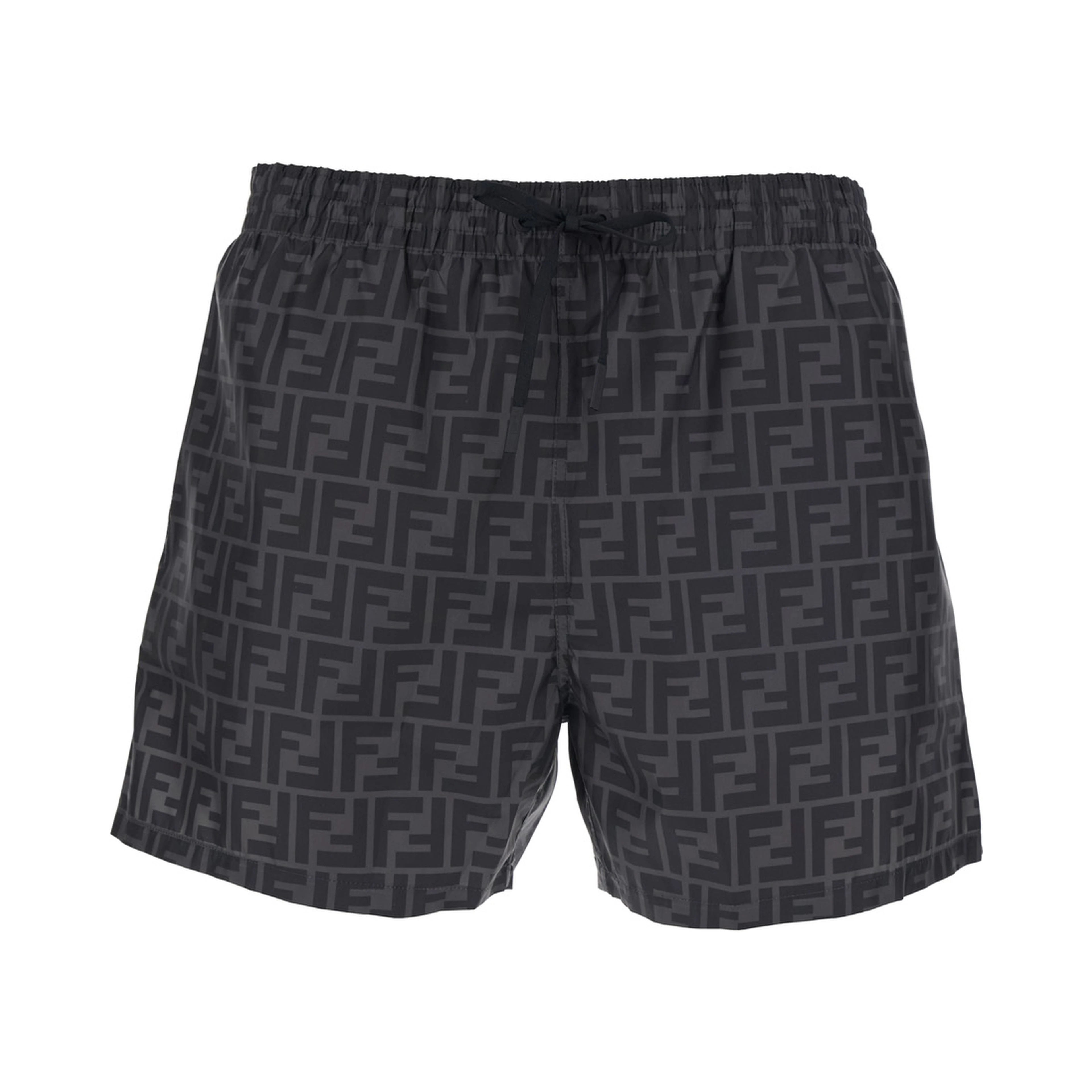 Swim shorts with Elasticated Waist and Drawstring and FF Motif All-Over in Tech Fabric Gray Men