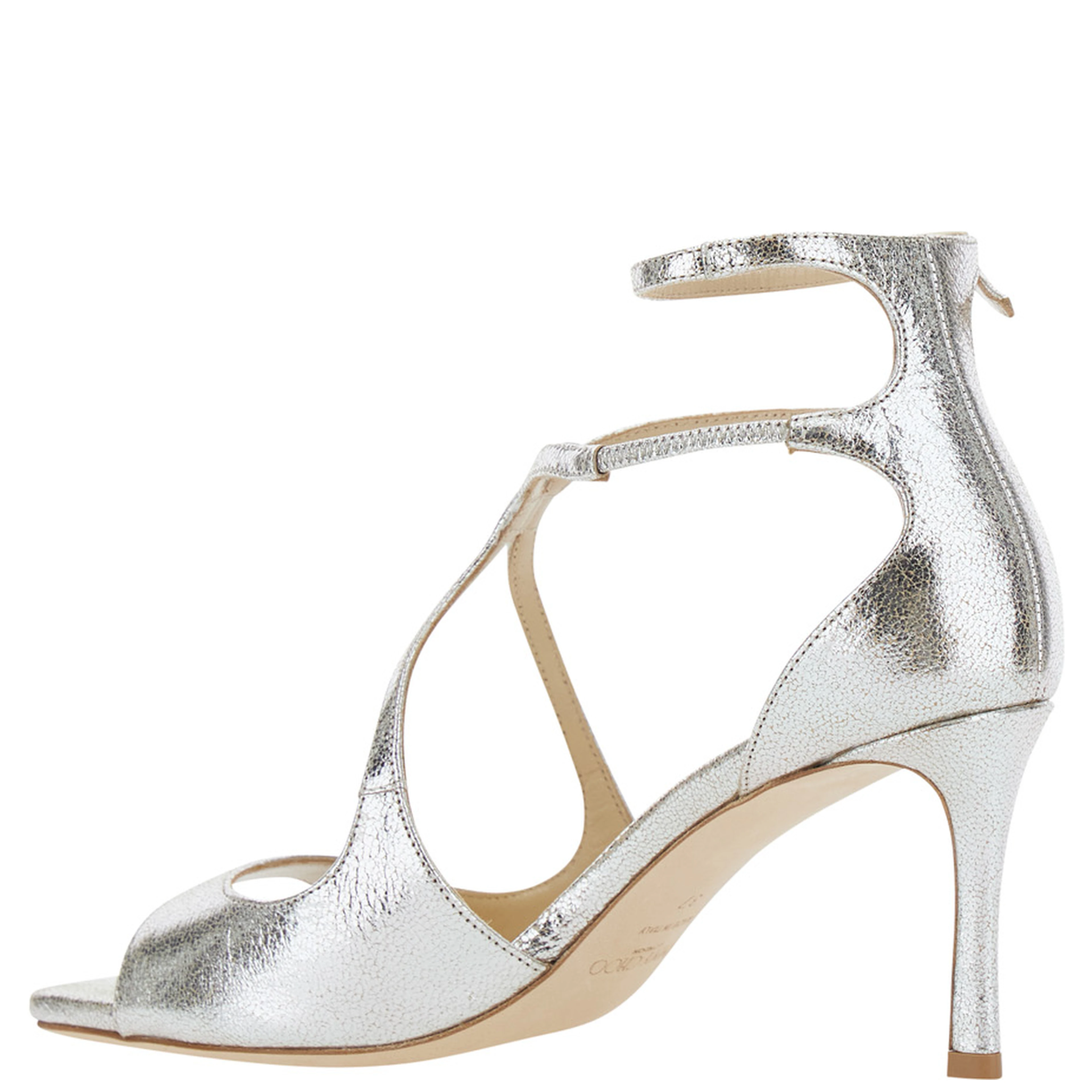 Azia champagne Sandals  with Shaped Straps in Glitter Leather for Women