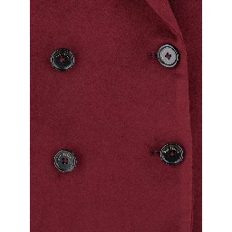 Bordeaux Double-Breasted Jacket with Peak Revers in Velvet for Women