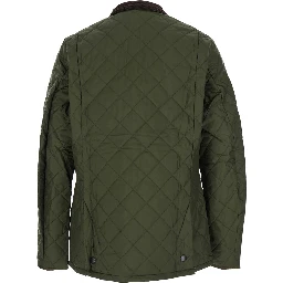 Jacket Heritage Liddesdale with Classic Ribbed Collar and Logo Lettering on the Front in Green Tech Fabric for Men