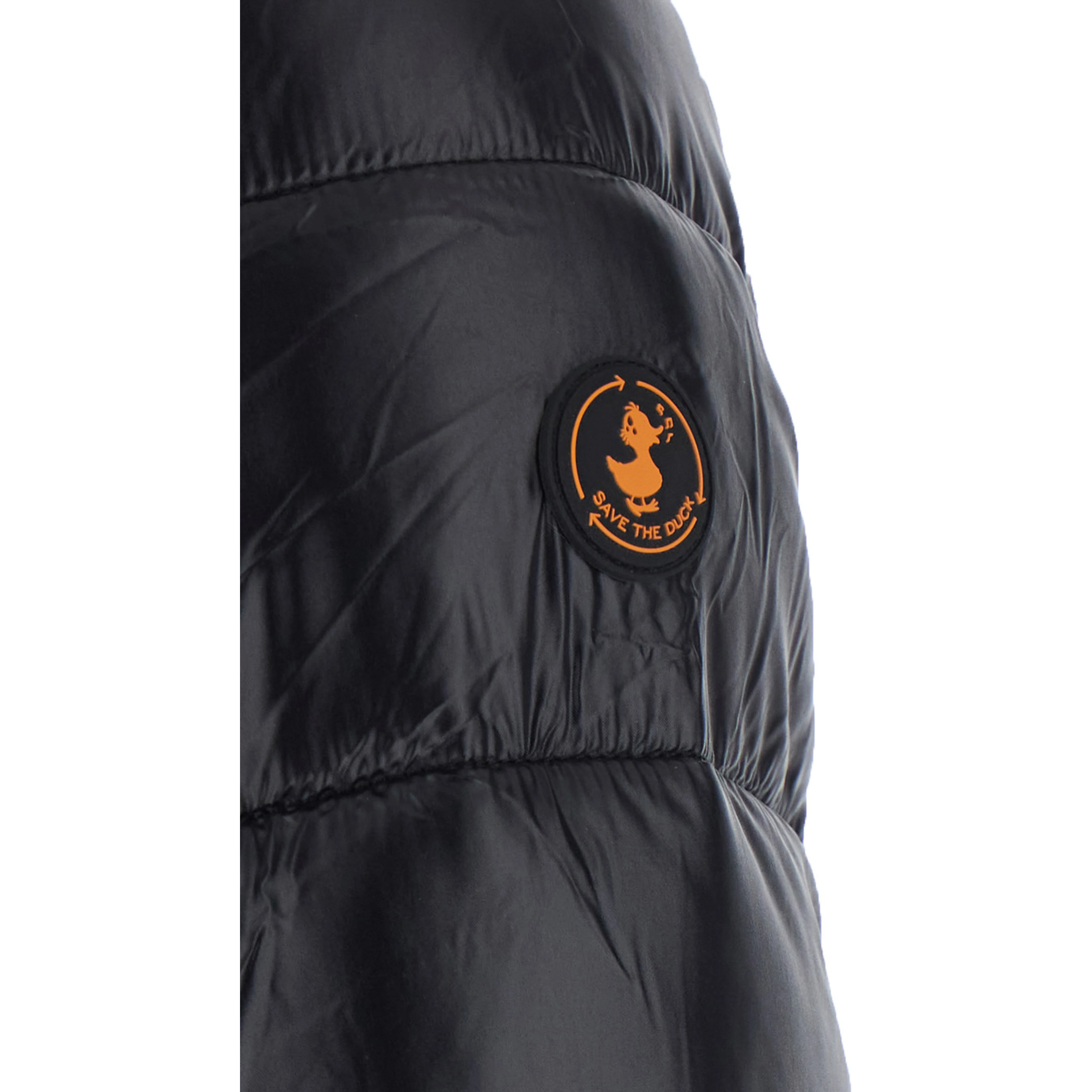 Cosmary black Down jacket with hood and logo patch on the sleeve in Tech Fabric women