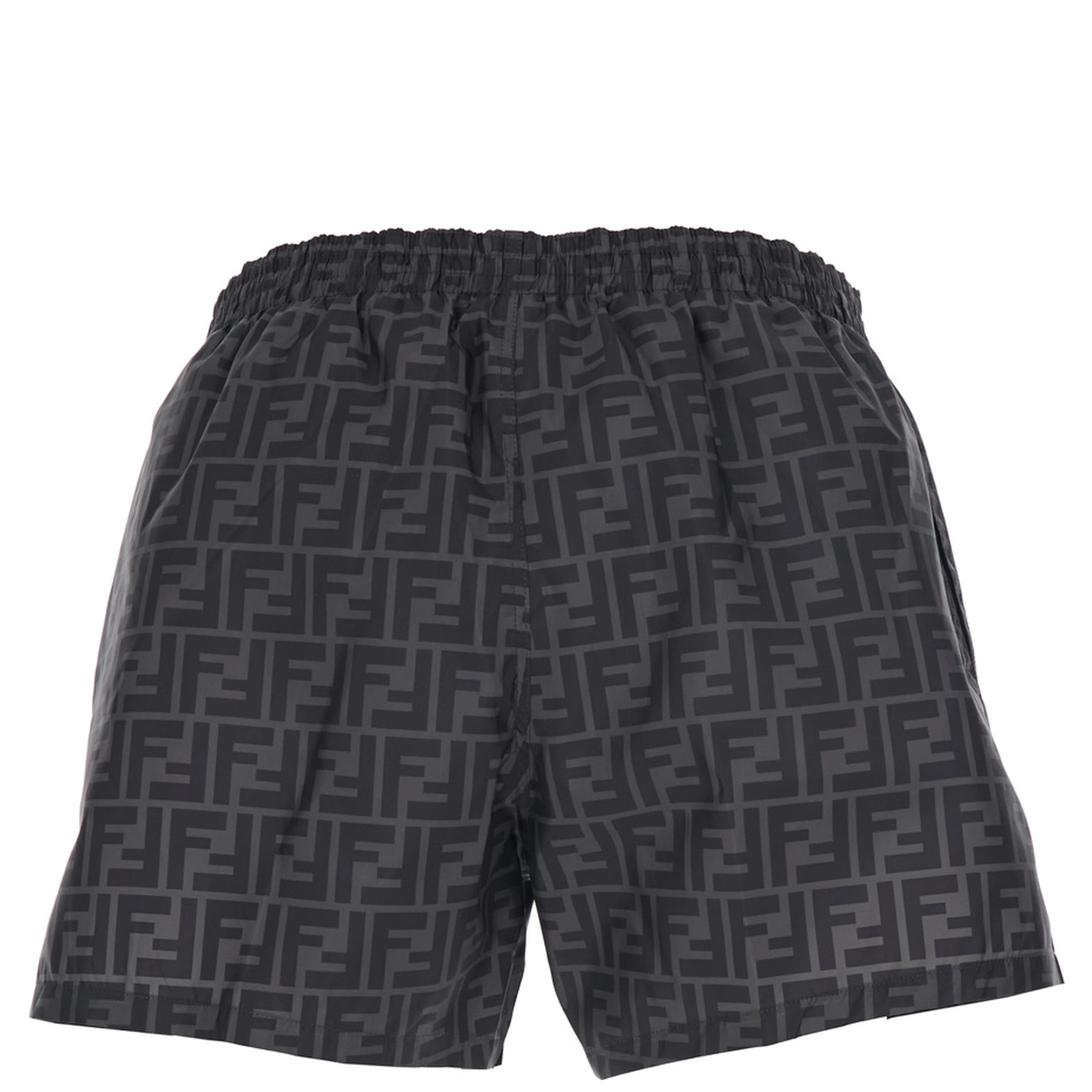 Swim shorts with Elasticated Waist and Drawstring and FF Motif All-Over in Tech Fabric Gray Men