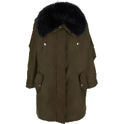 Frankie Coat with collar and long sleeves in Tech Fabric Green Women
