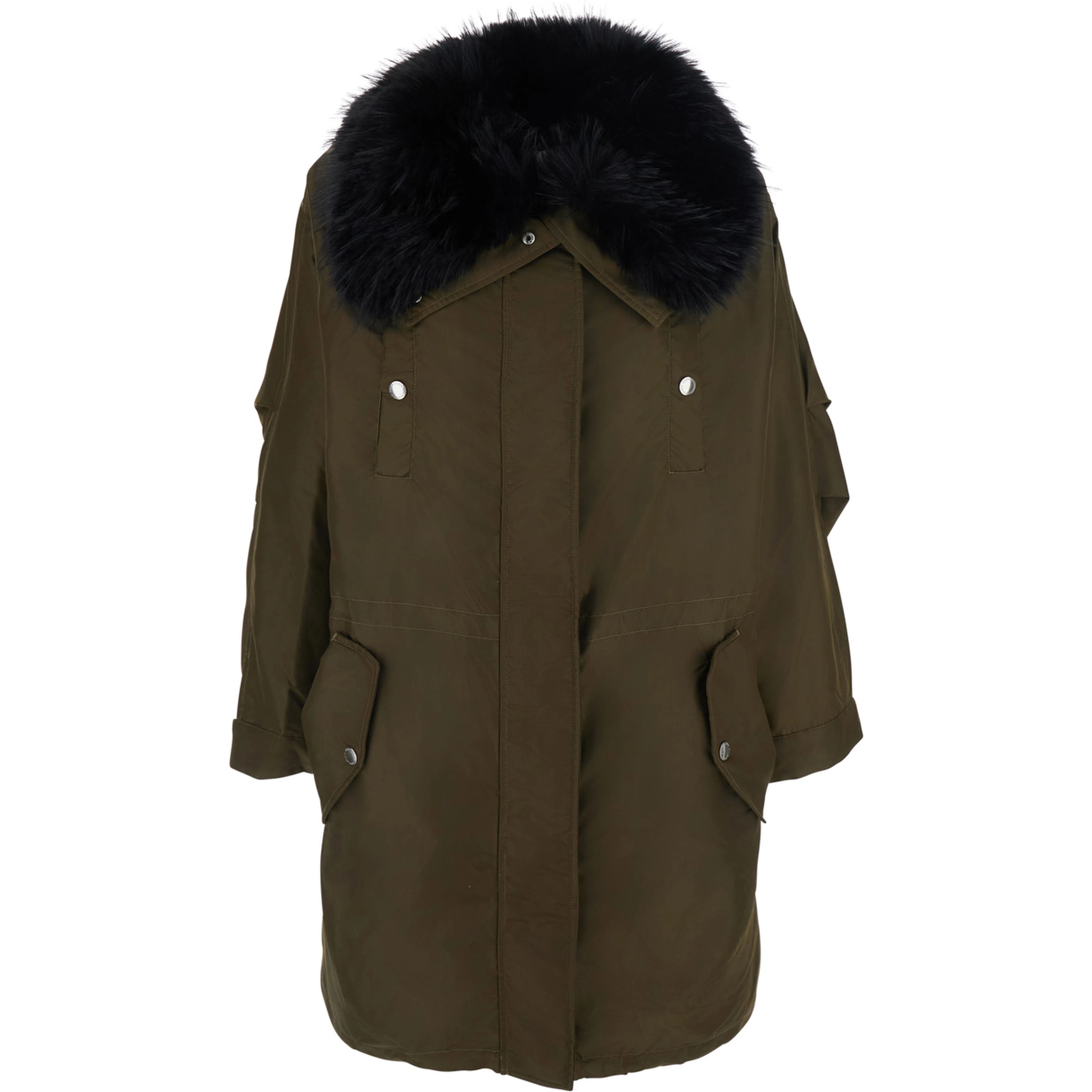 Frankie Coat with collar and long sleeves in Tech Fabric Green Women