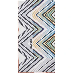 Multicolor scarf with logo lettering and stripe motif in silk for women