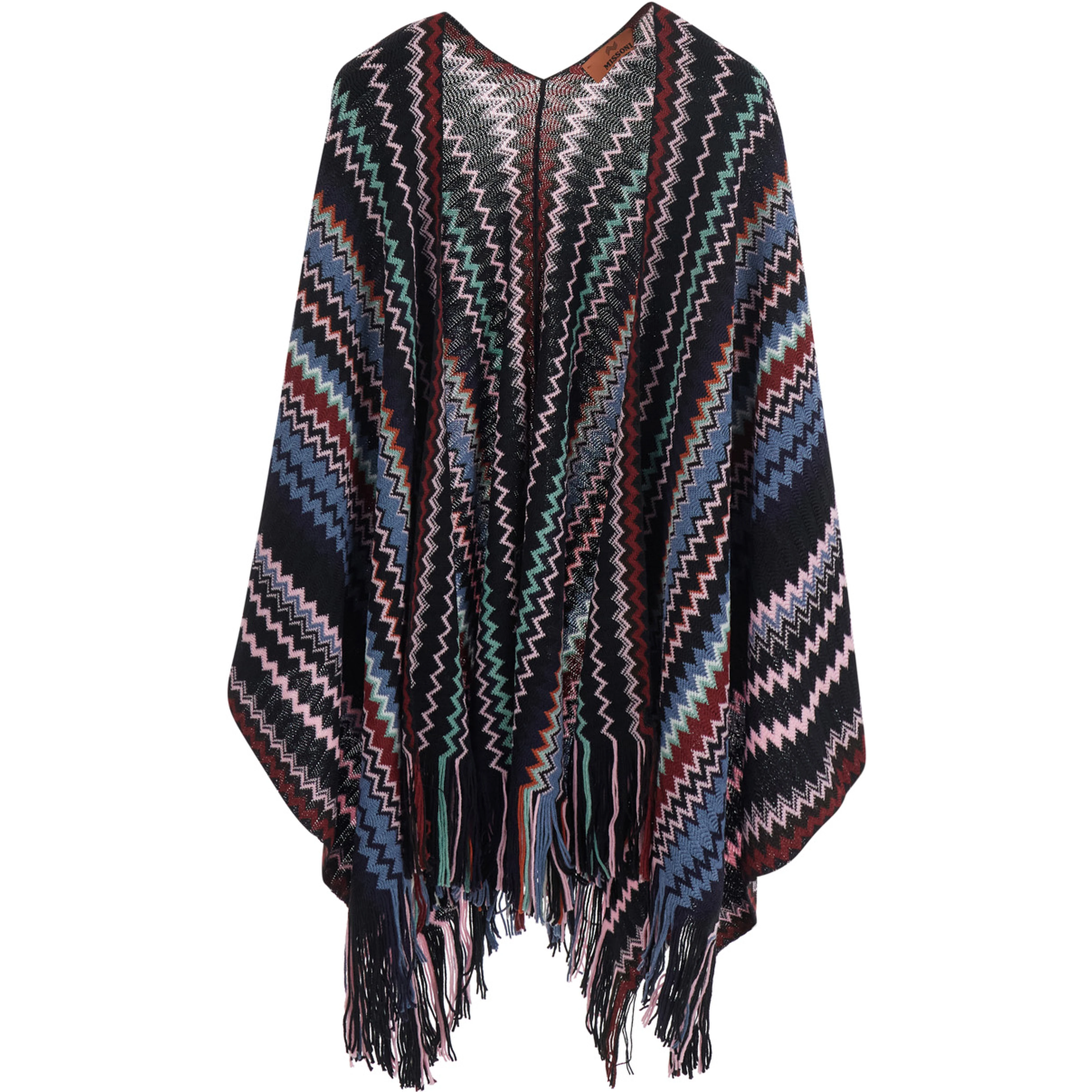 Cape with V-neck and long sleeves in Tech Fabric multicolor women