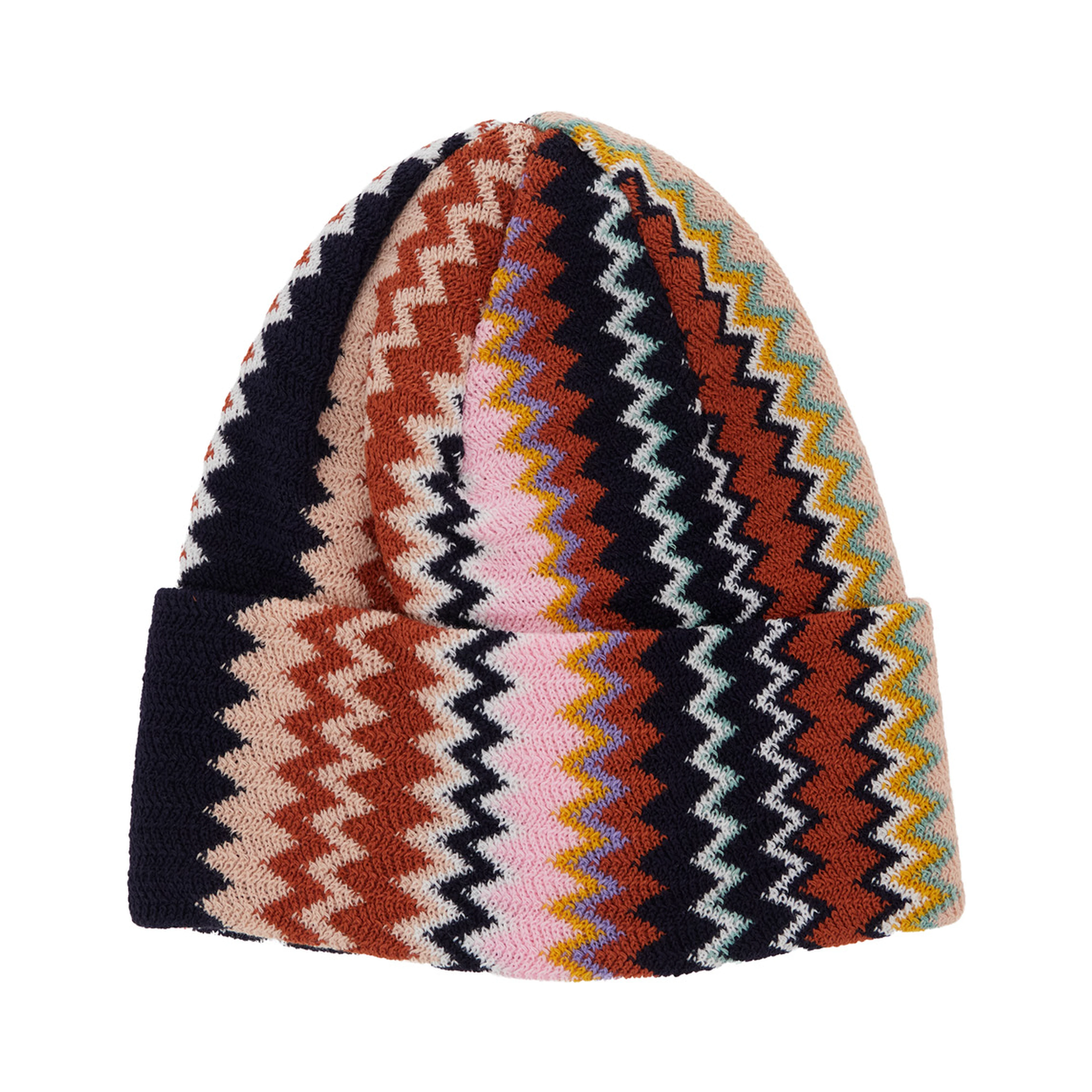 multicolor Hat with brim and ZigZag motif in wool blend for women