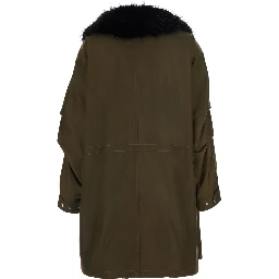 Frankie Coat with collar and long sleeves in Tech Fabric Green Women