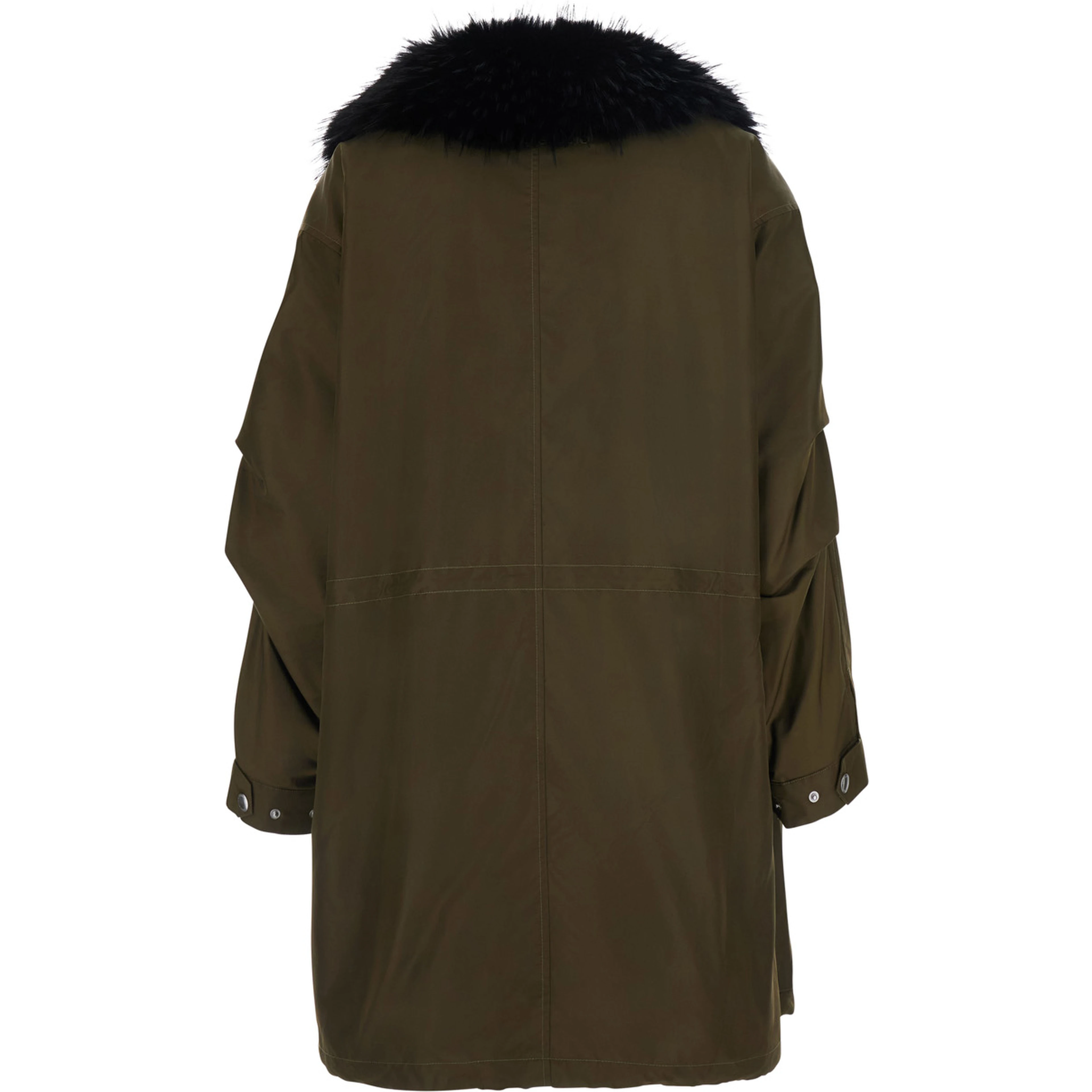 Frankie Coat with collar and long sleeves in Tech Fabric Green Women