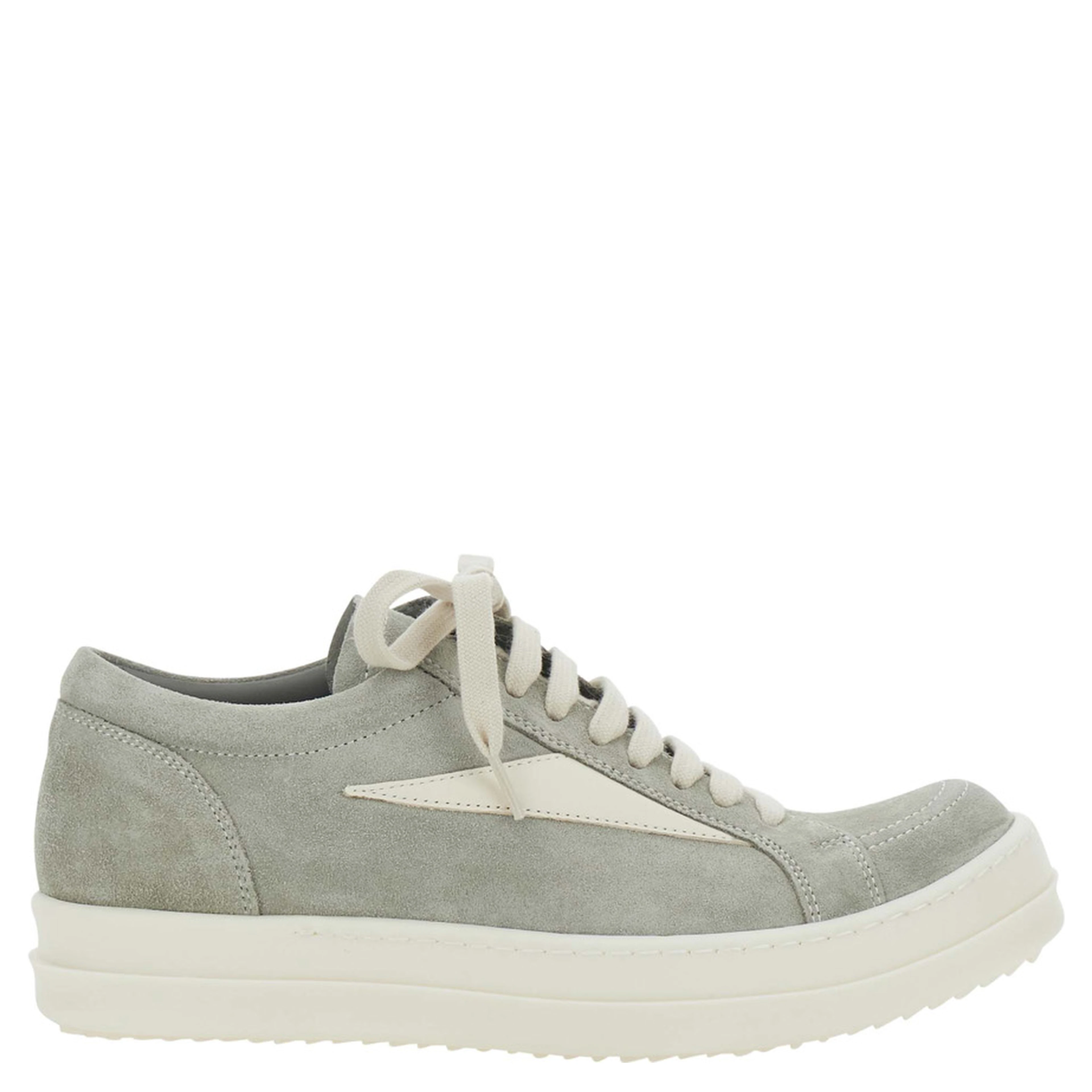 Grey Low Top Sneakers with Contrasting Stitching in Suede for Women