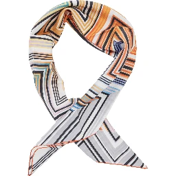 Multicolor scarf with logo lettering and stripe motif in silk for women