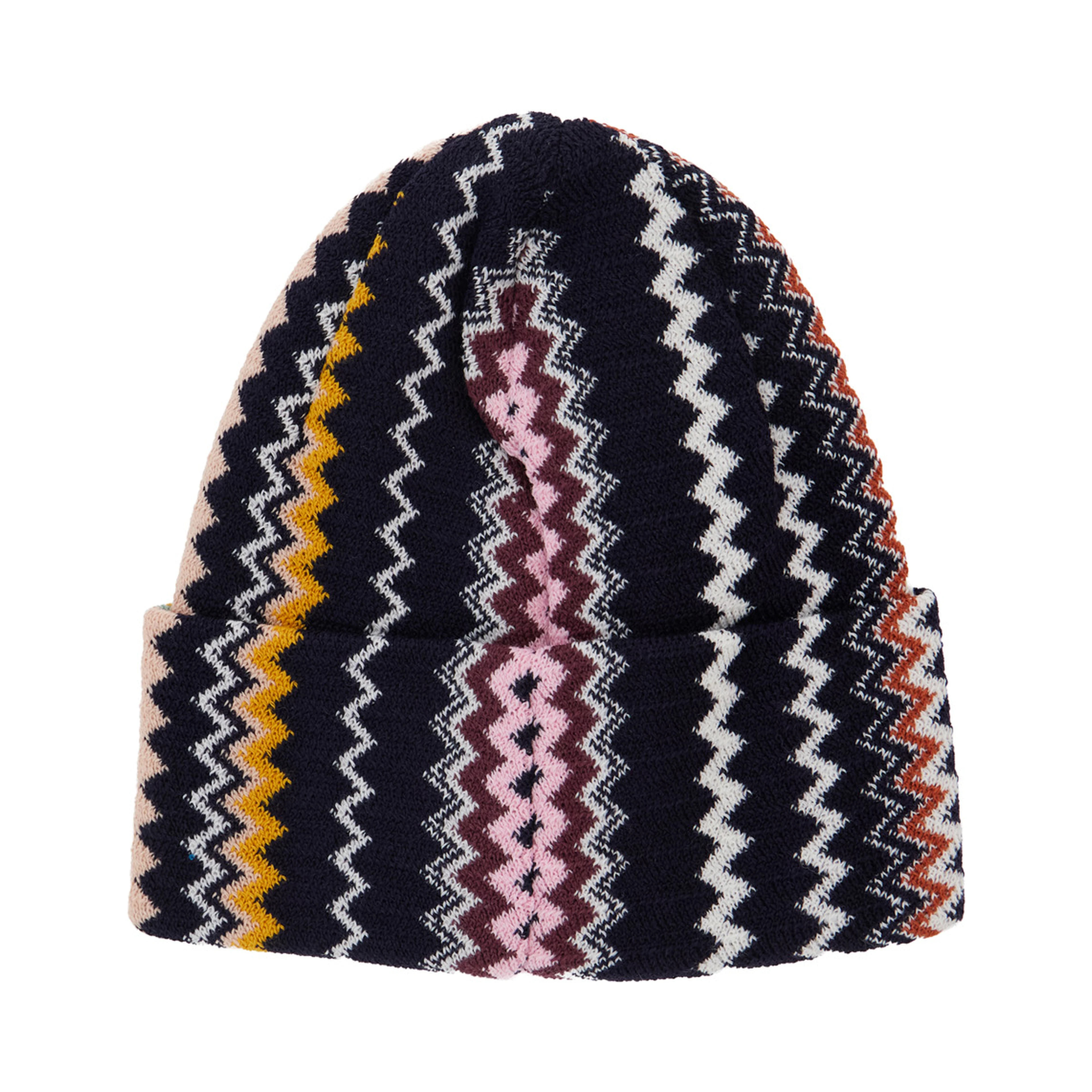 multicolor Hat with brim and ZigZag motif in wool blend for women