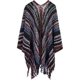 Cape with V-neck and long sleeves in Tech Fabric multicolor women