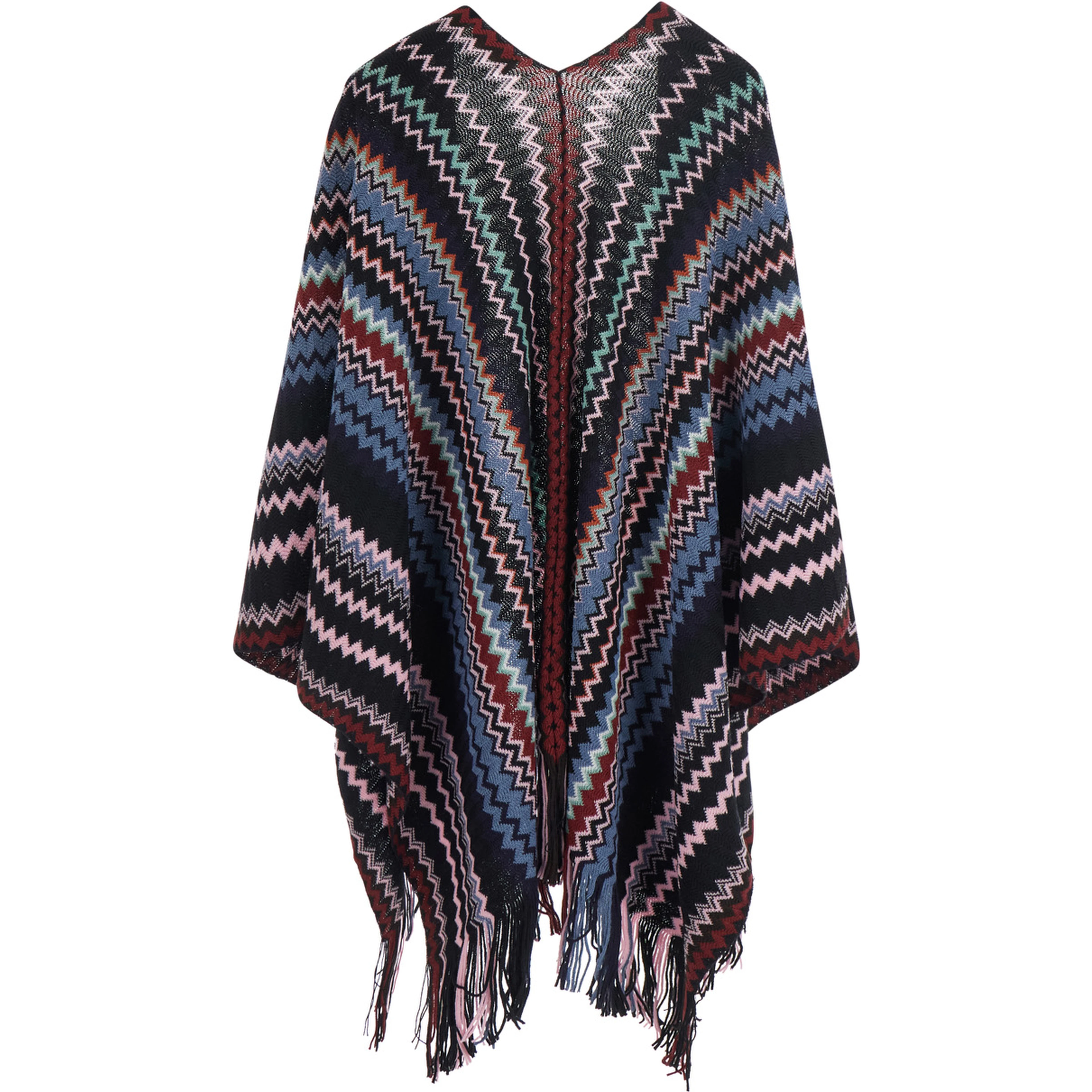 Cape with V-neck and long sleeves in Tech Fabric multicolor women