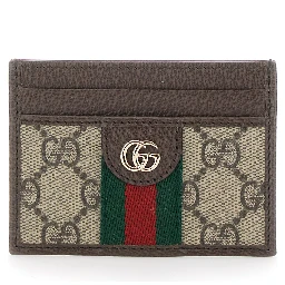 Card holder Ophidia with Web detail in Beige Leather for Women