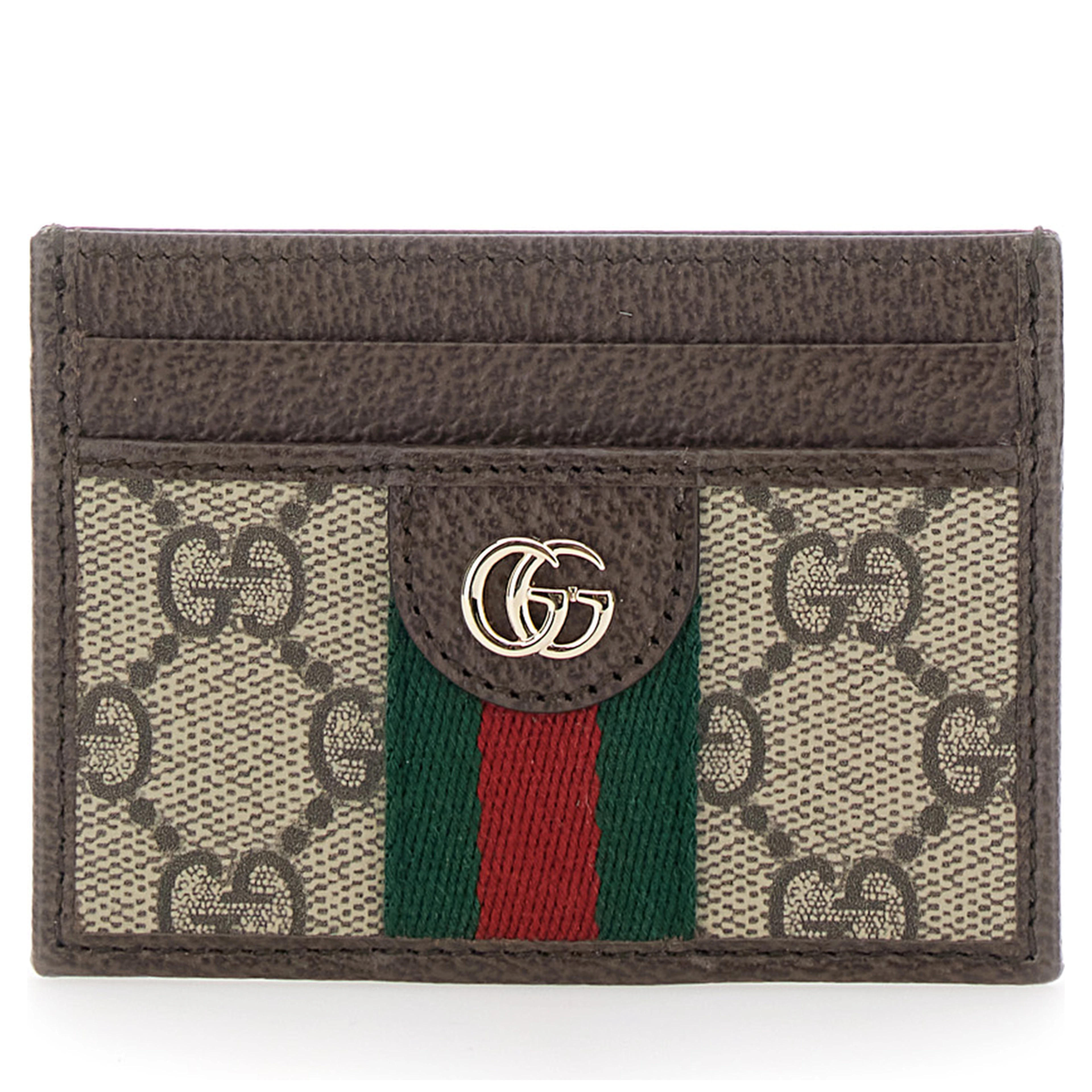 Card holder Ophidia with Web detail in Beige Leather for Women