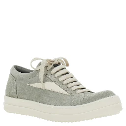 Grey Low Top Sneakers with Contrasting Stitching in Suede for Women