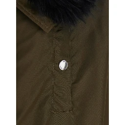 Frankie Coat with collar and long sleeves in Tech Fabric Green Women