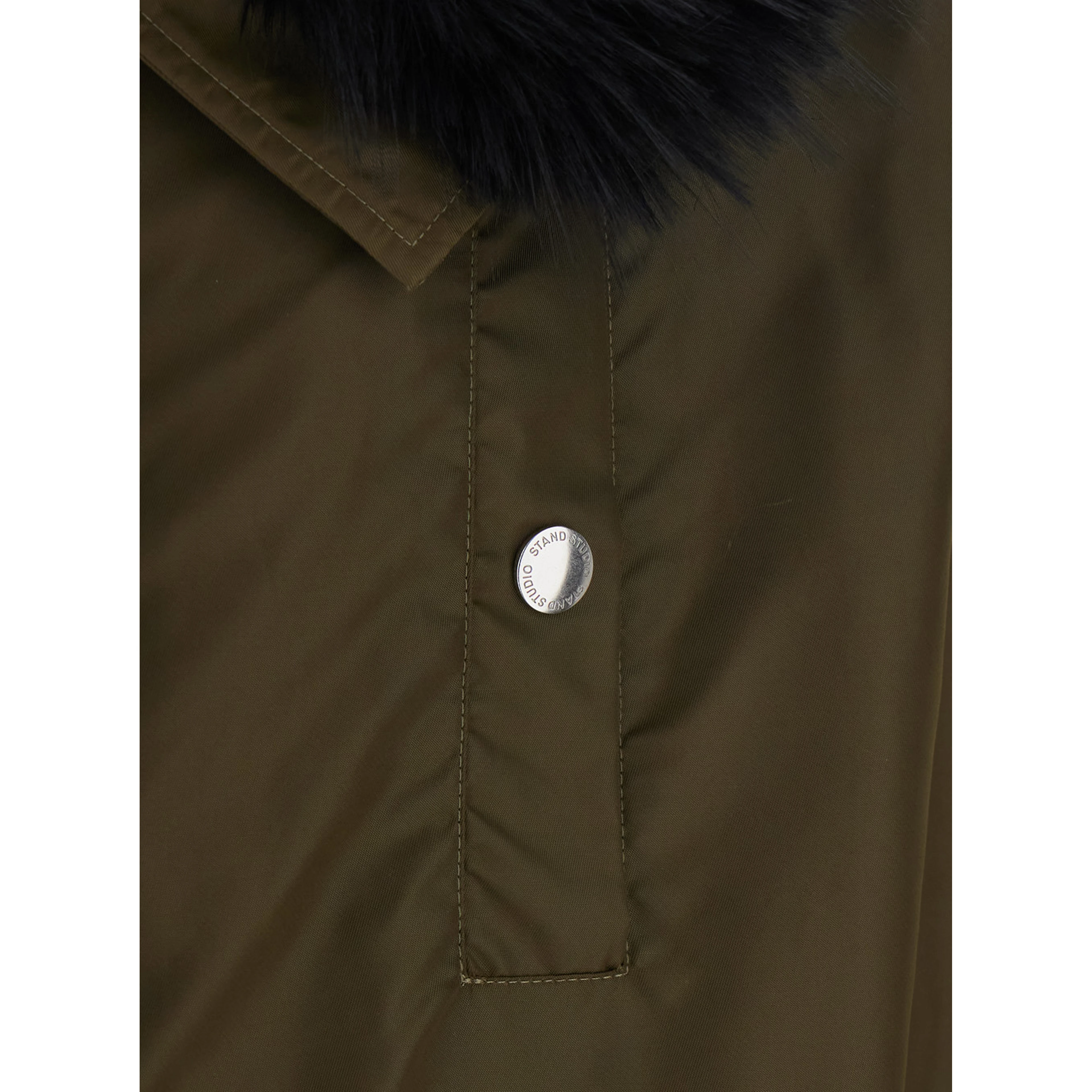 Frankie Coat with collar and long sleeves in Tech Fabric Green Women