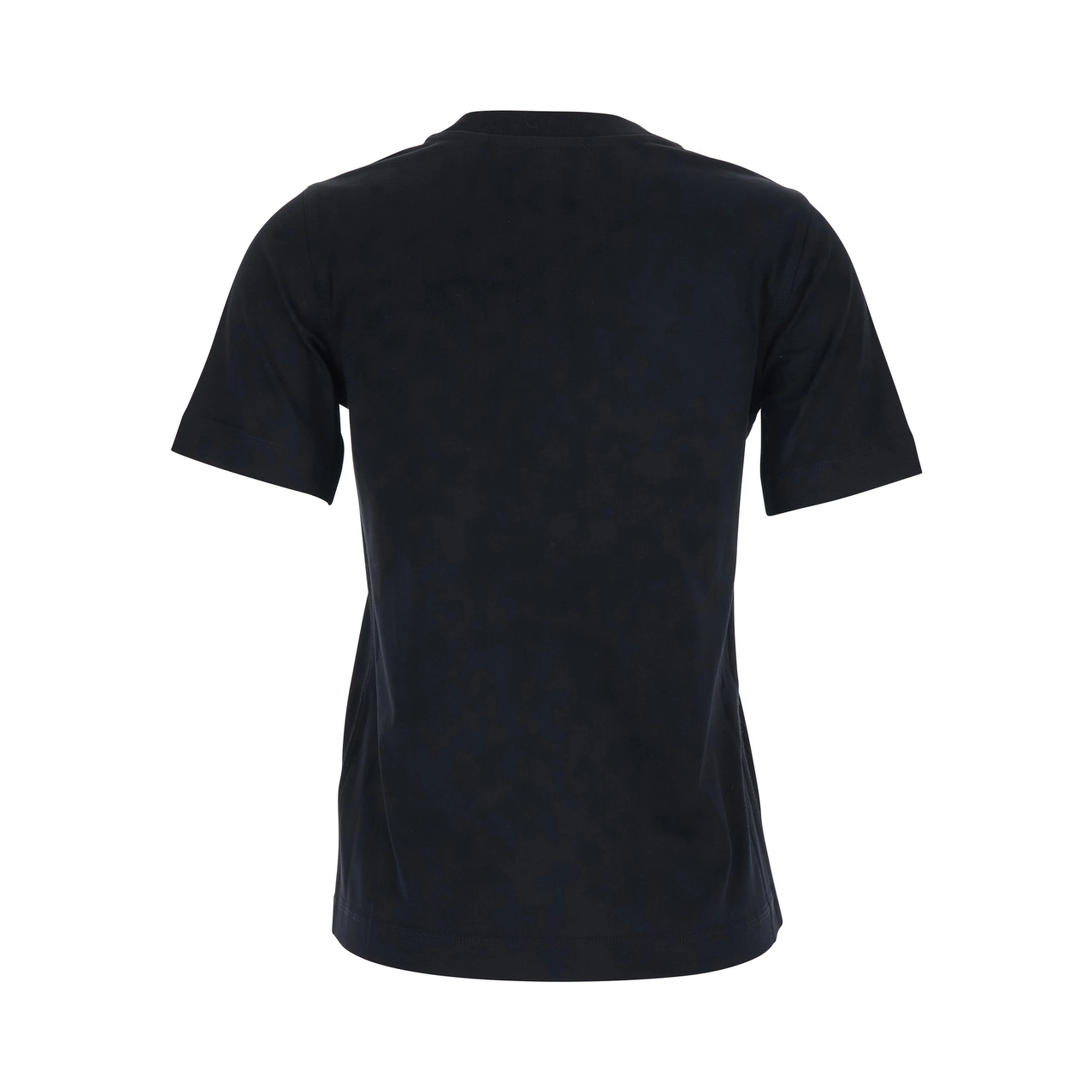 T-Shirt with Logo Application on the Front in Black Cotton for Women