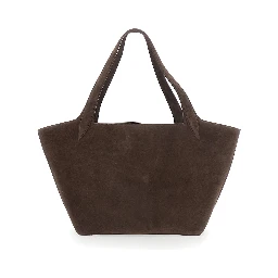 Belted Tote Bag with elegant leather details in brown unisex