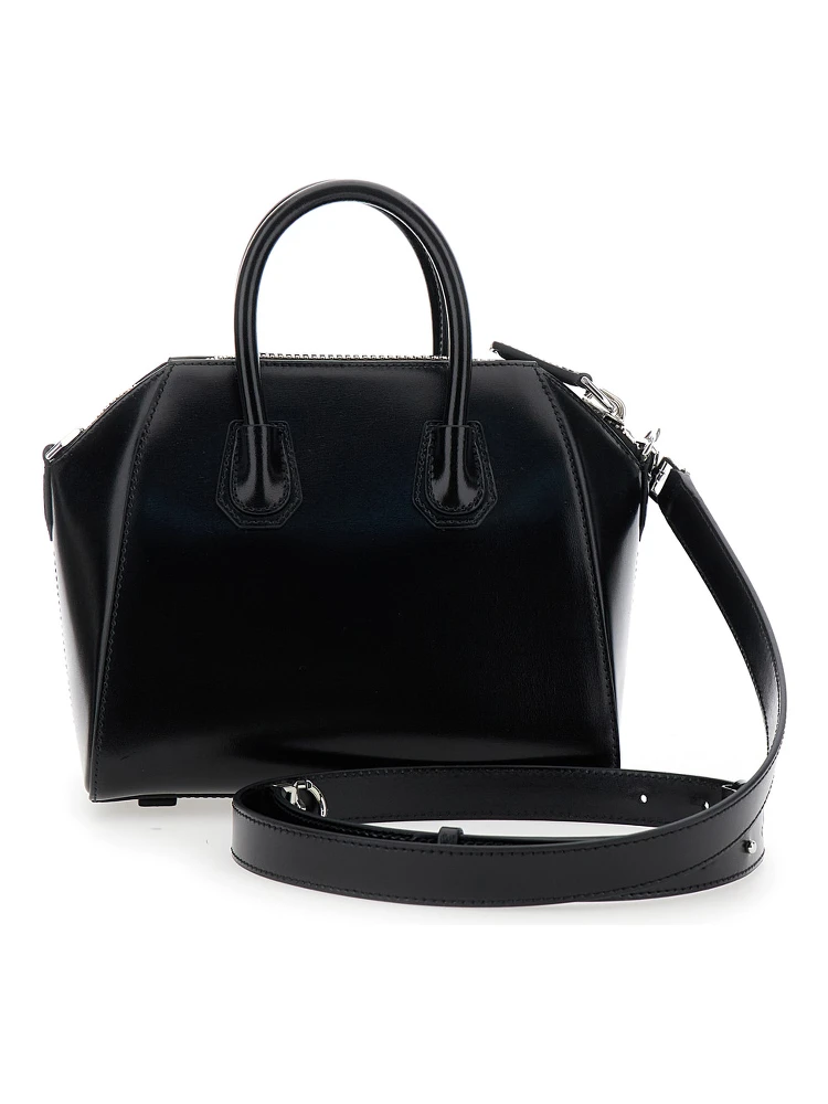 Handbag Antigona with Laminated Logo in Black Leather Woman alternative