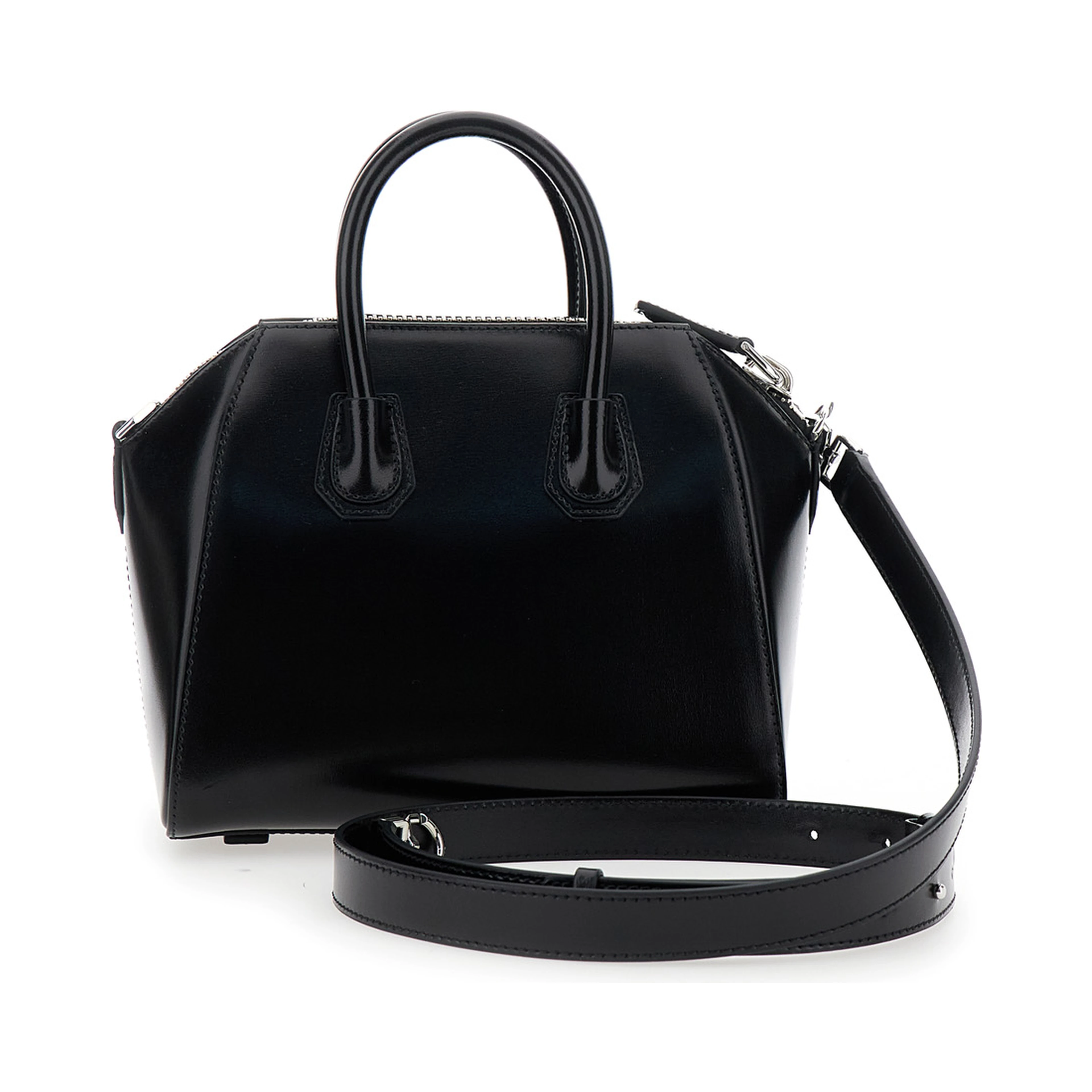 Handbag Antigona with Laminated Logo in Black Leather Woman