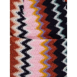 multicolor Hat with brim and ZigZag motif in wool blend for women