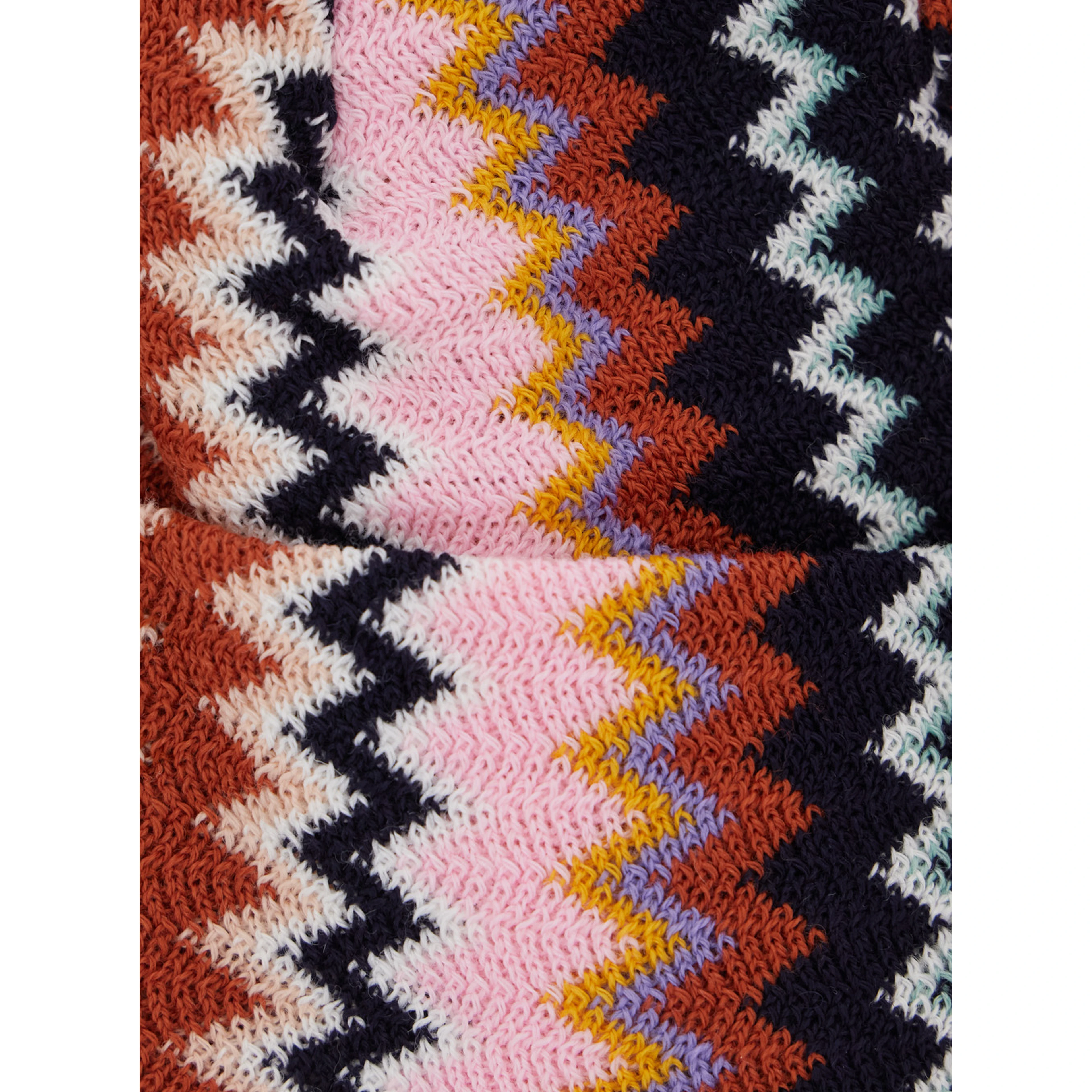 multicolor Hat with brim and ZigZag motif in wool blend for women