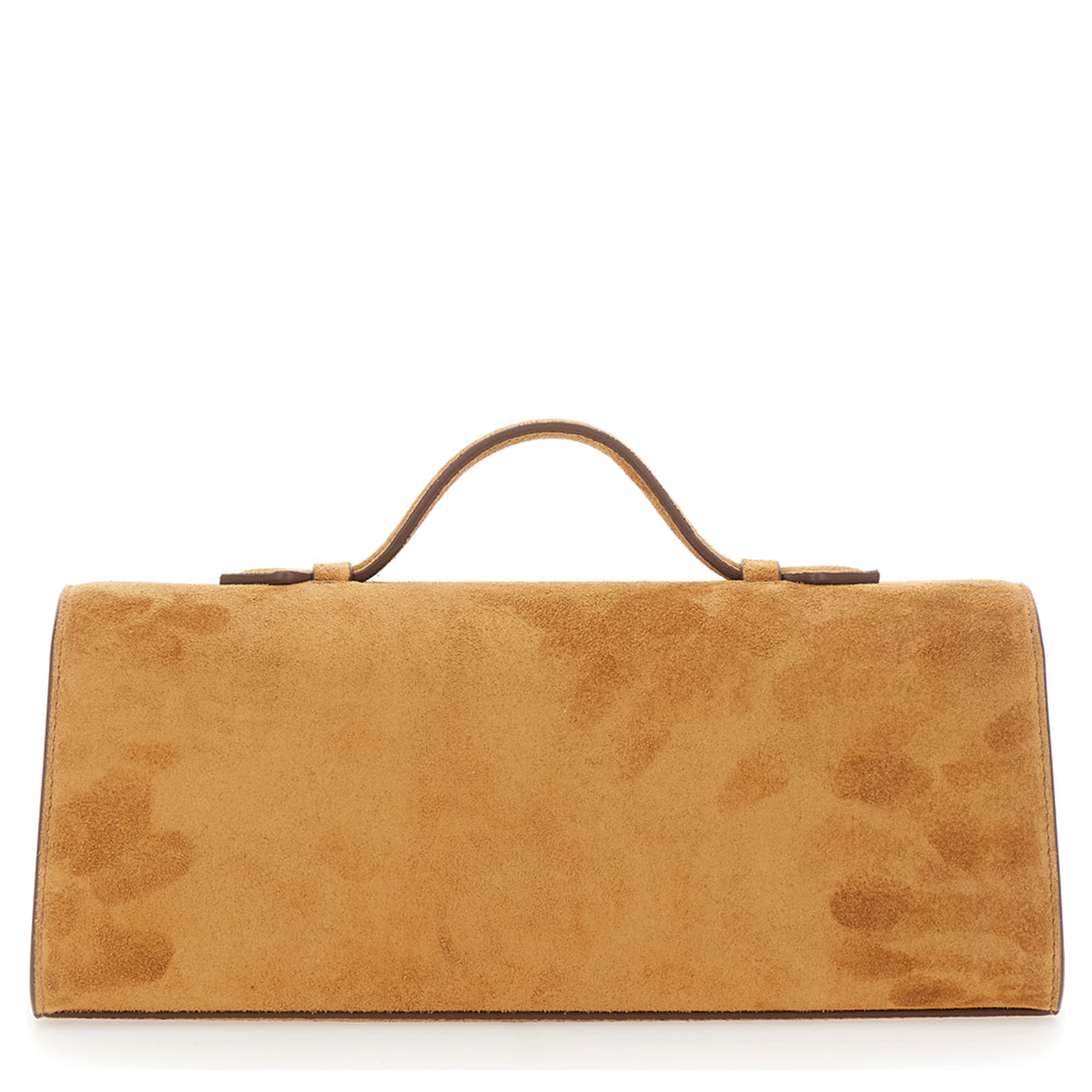 Symmetry Brown Slim Handbag with Top Handle and Turnlock Closure in Suede for Women