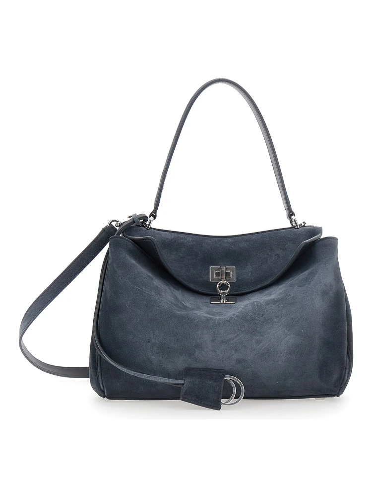 Rodeo Gray Shoulder Bag with Adjustable and Removable Strap in Suede for Women